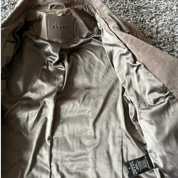 Blank NYC Tan Suede Leather Lined Moto Jacket Cropped Zipper Style Size Small - Picture 7 of 7